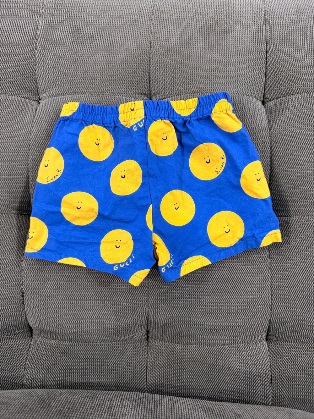 Gucci Kids Blue & Yellow Smiley Dot Cotton Shorts
